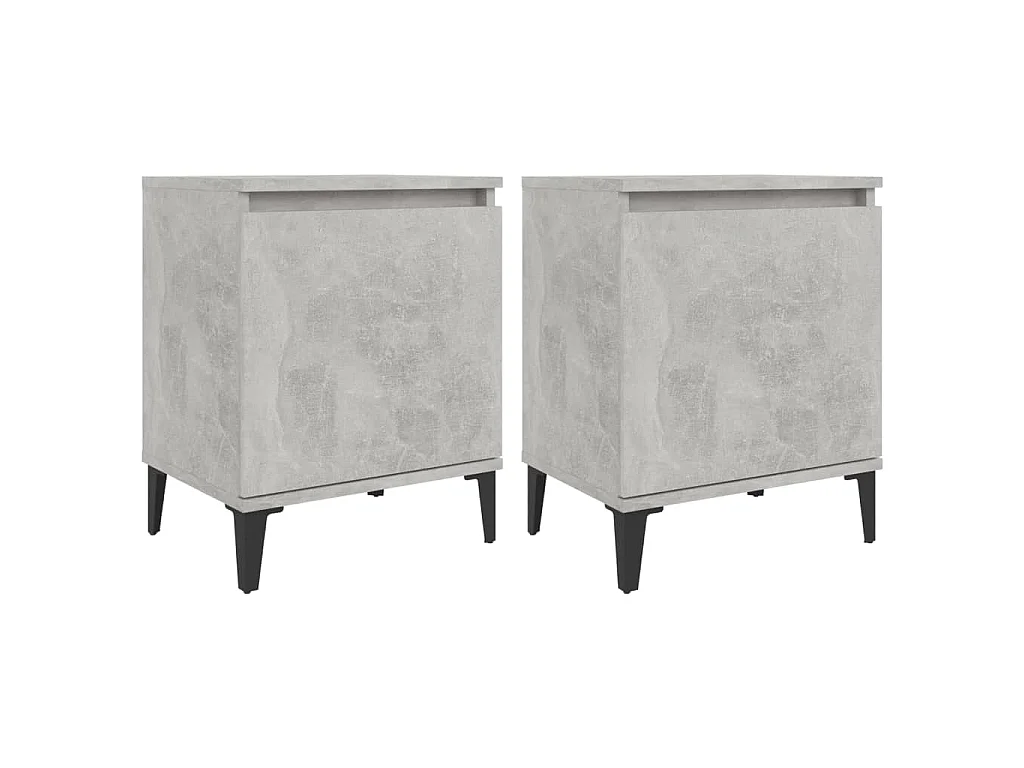 Tables de chevet avec pieds en métal gris béton 40x30x50 cm