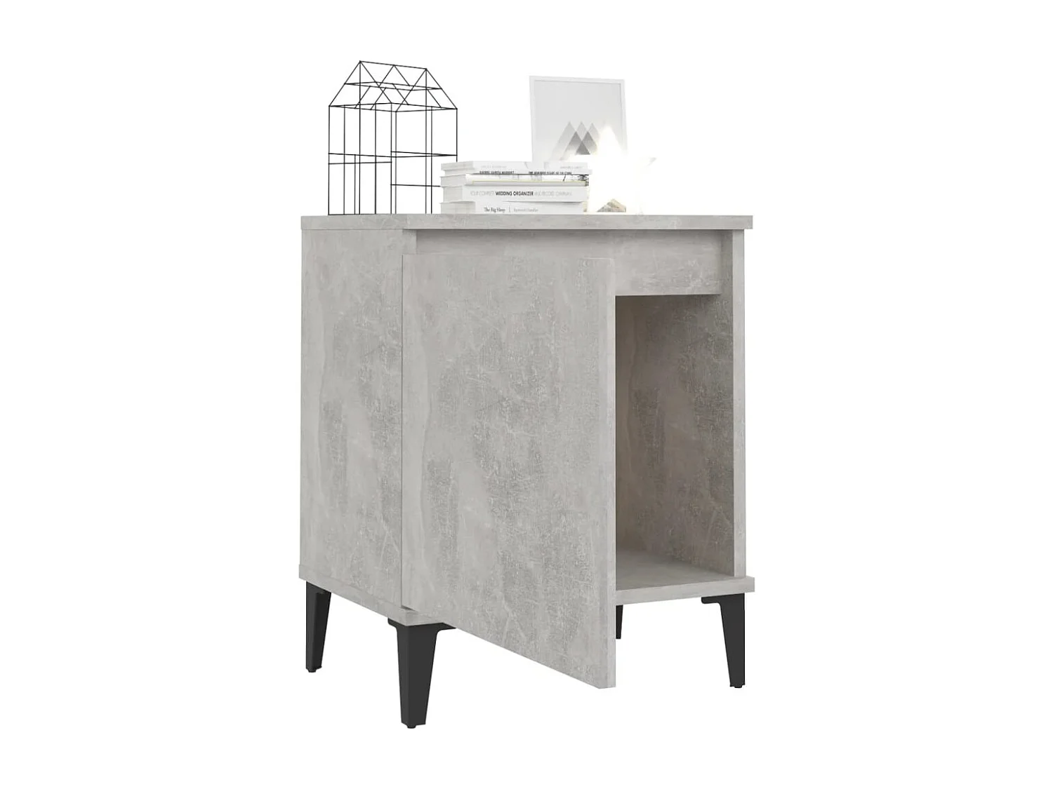 Tables de chevet avec pieds en métal gris béton 40x30x50 cm