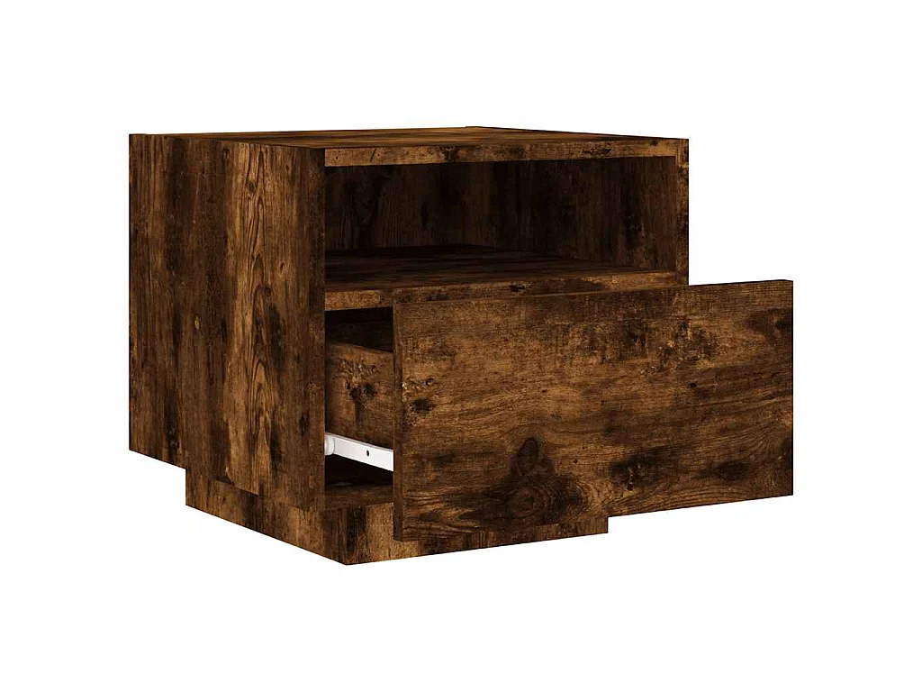 Nachtkastje met LED-verlichting 40x39x37 cm gerookt eikenkleur