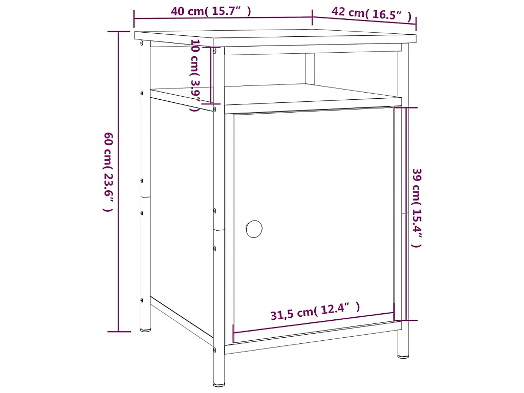 Tables de chevet 2pcs Chêne marron 40x42x60cm Bois d'ingénierie