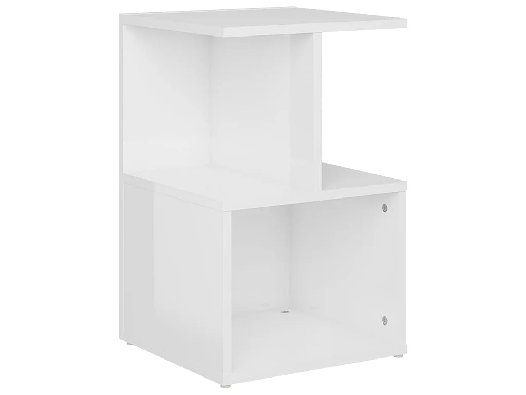 Table de chevet blanc brillant 35x35x55 cm bois d'ingénierie