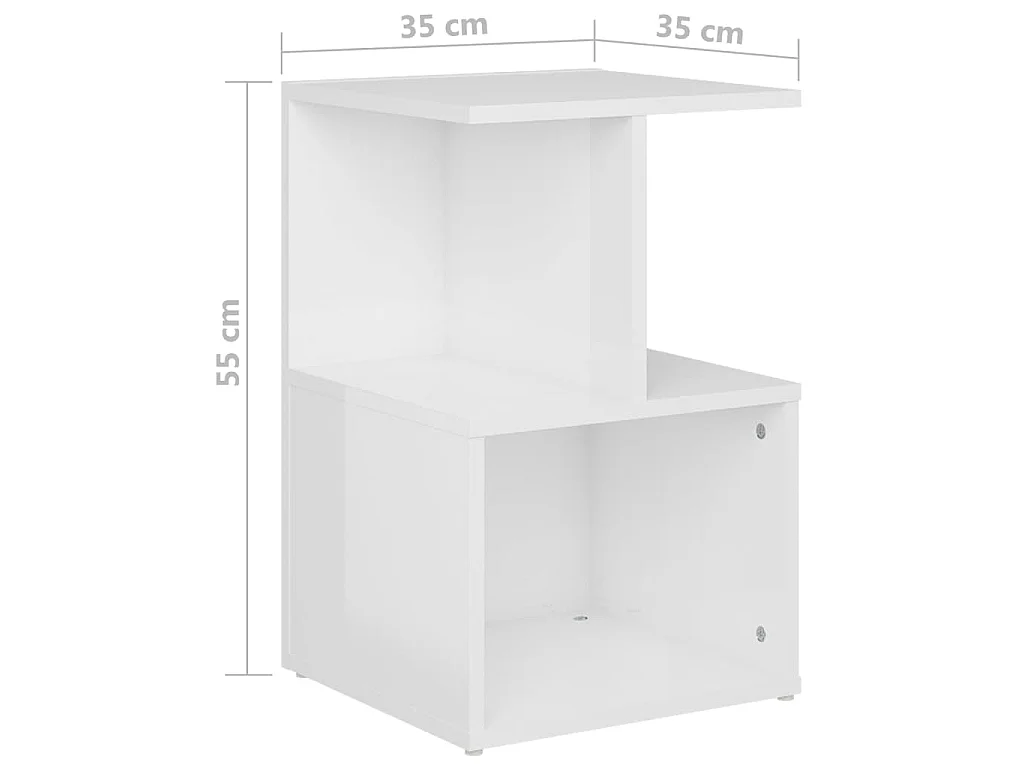 Table de chevet blanc brillant 35x35x55 cm bois d'ingénierie