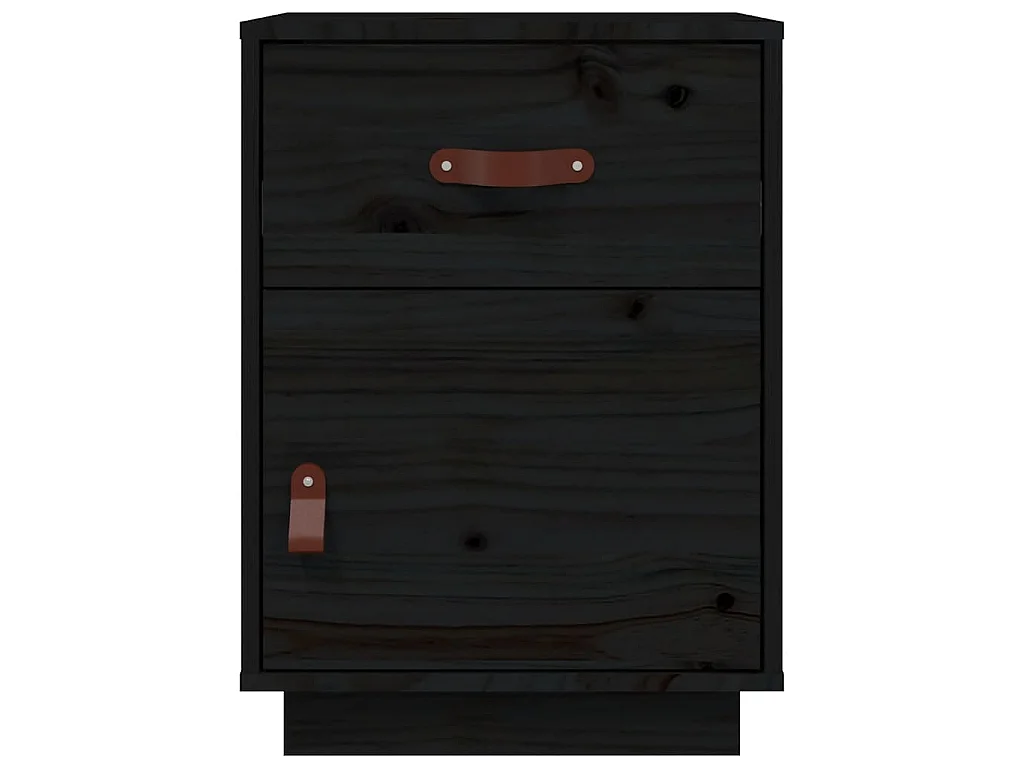 Mesita de noche madera maciza de pino negro 40x34x55 cm