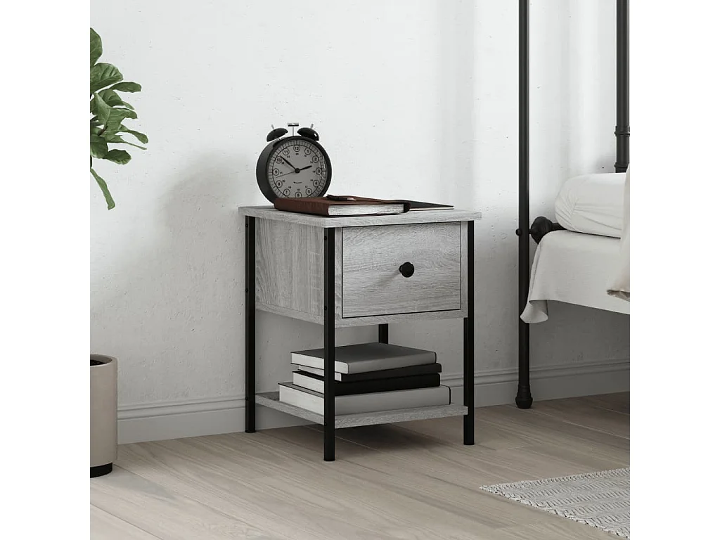 Table de chevet sonoma gris 34x35,5x45 cm bois d'ingénierie