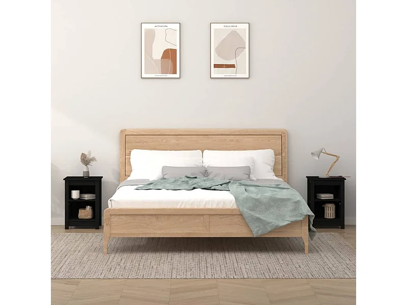 Nachtkastjes 2 st 40x35x55 cm massief grenenhout zwart