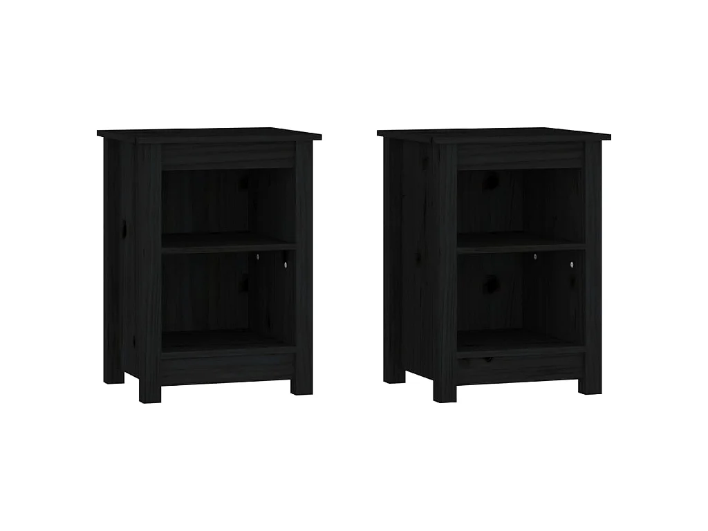 Nachtkastjes 2 st 40x35x55 cm massief grenenhout zwart