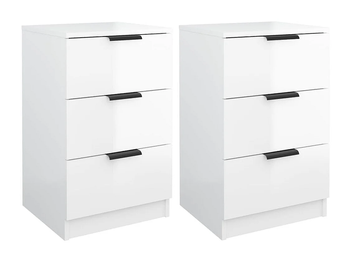Comodini 2 pz Bianco Lucido 40x36x65 cm