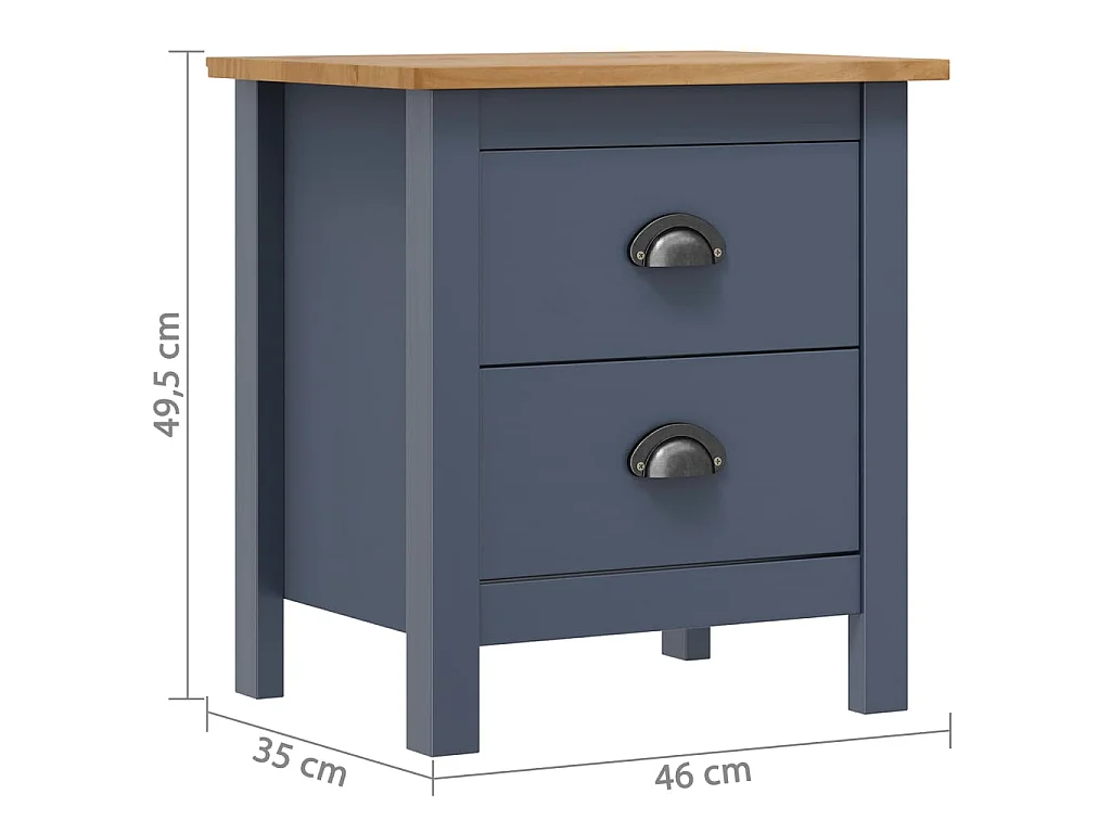 Nachttisch Hill Grau 46x35x49,5 cm Massivholz Kiefer