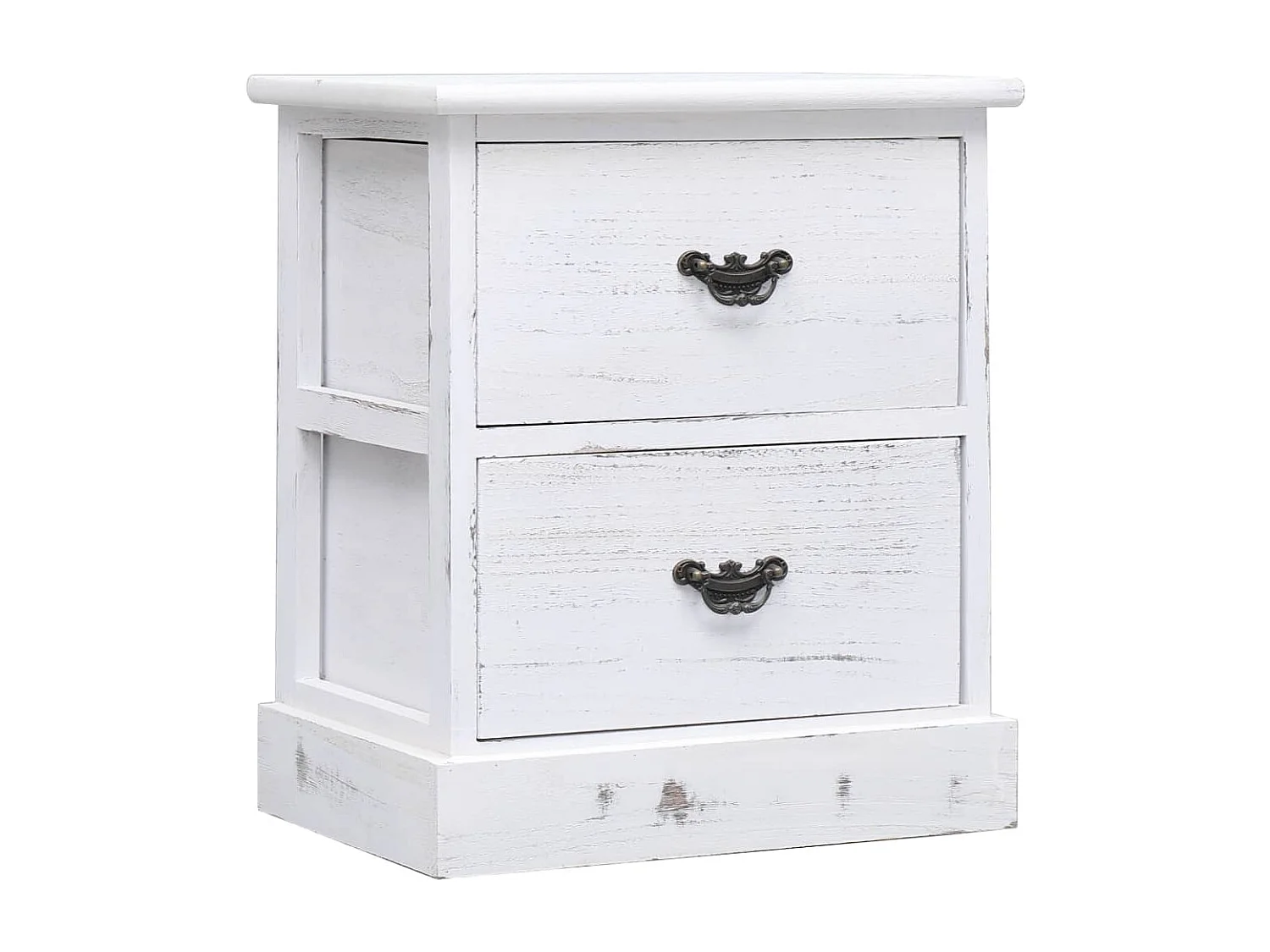 Table de chevet Blanc 38x28x45 cm Bois de Paulownia