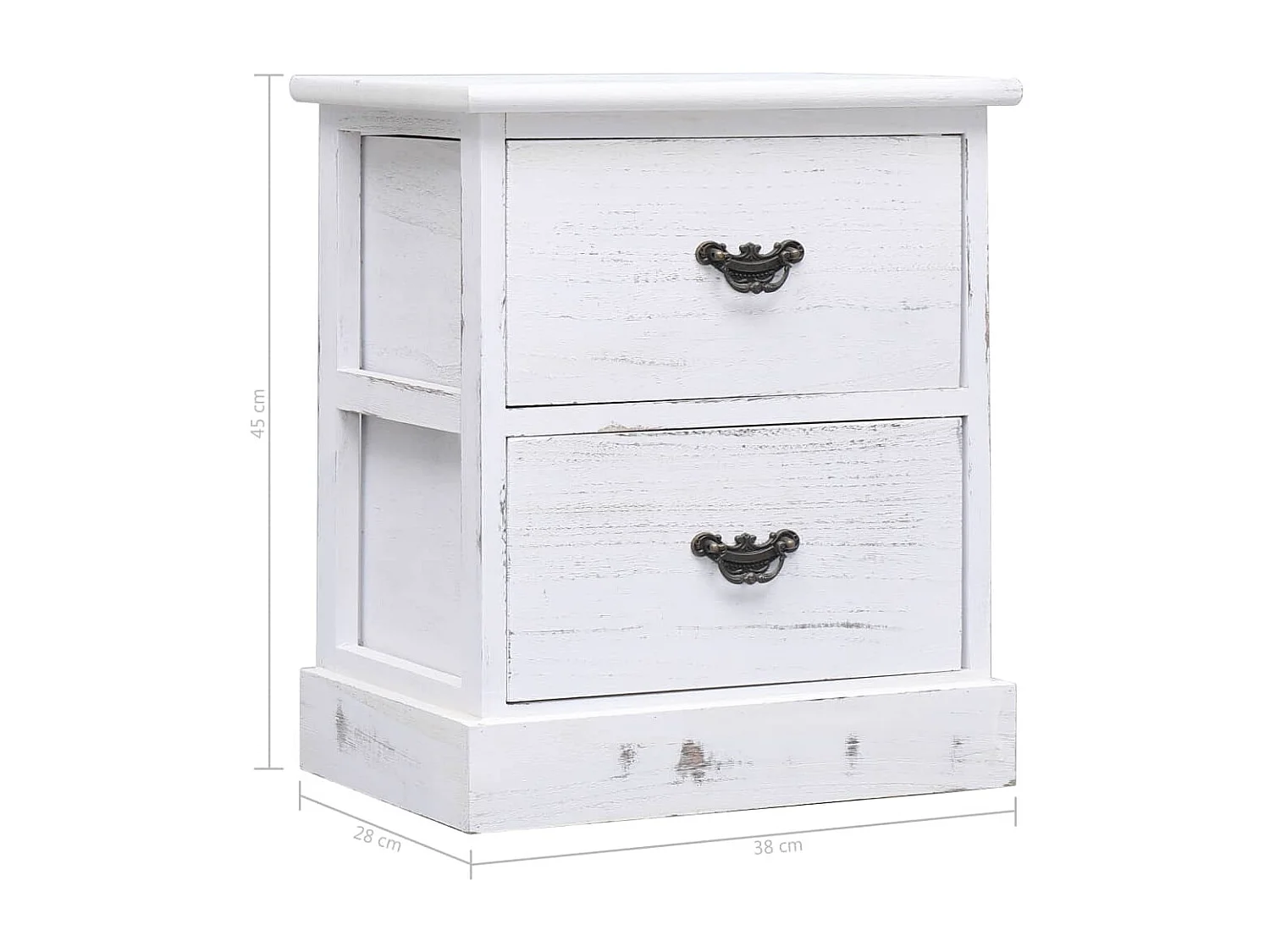 Table de chevet Blanc 38x28x45 cm Bois de Paulownia