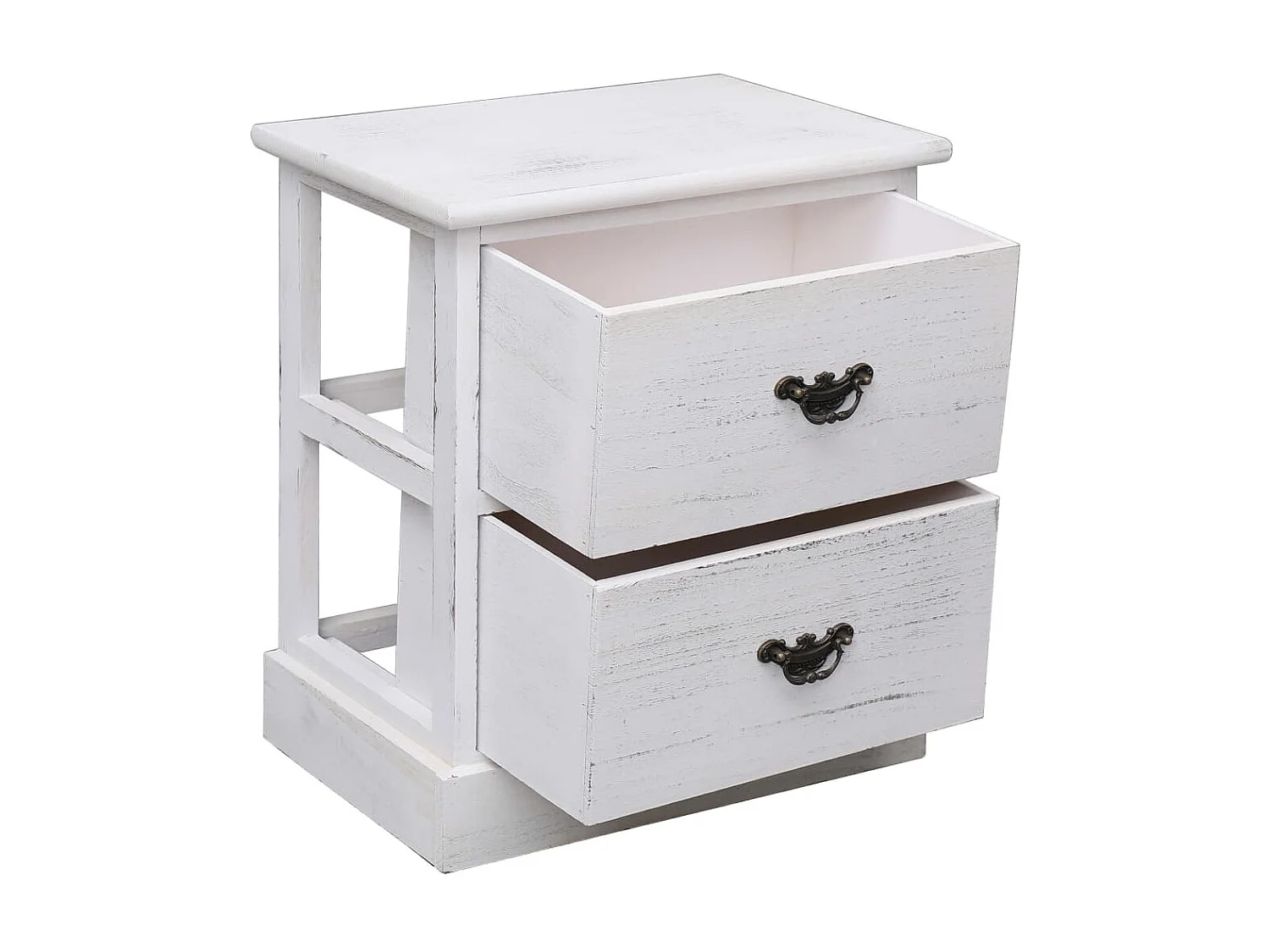 Table de chevet Blanc 38x28x45 cm Bois de Paulownia