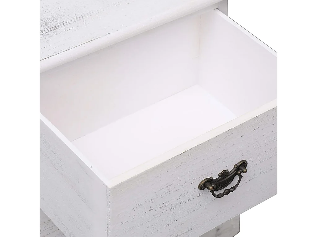 Table de chevet Blanc 38x28x45 cm Bois de Paulownia