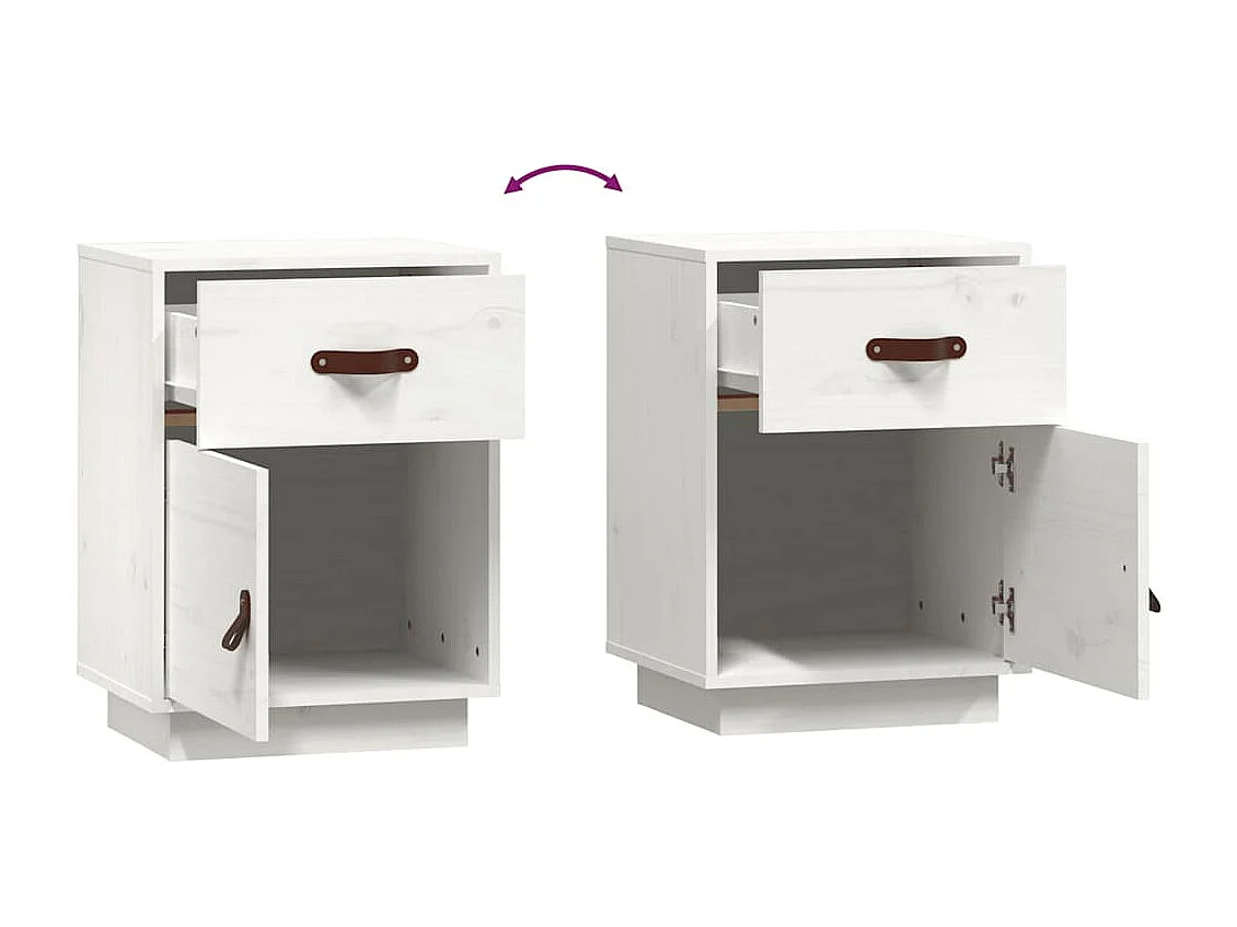 Nachttisch Weiß 40x34x55 cm Massivholz Kiefer