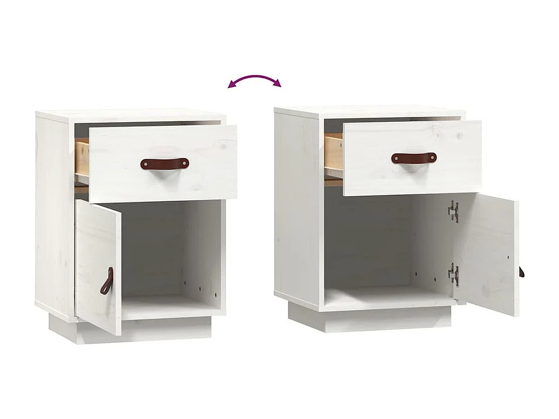 Nachttisch Weiß 40x34x55 cm Massivholz Kiefer