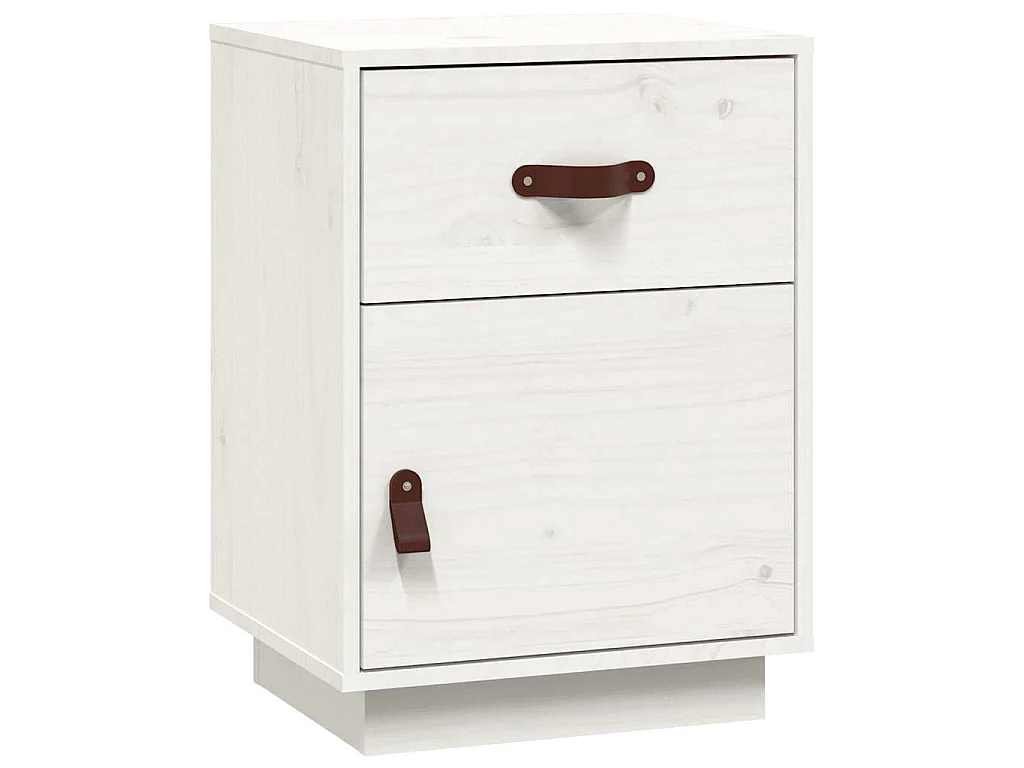 Table de chevet Blanc 40x34x55 cm Bois de pin solide