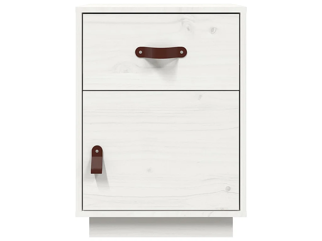 Table de chevet Blanc 40x34x55 cm Bois de pin solide