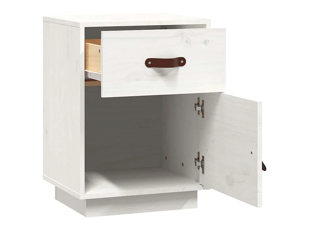 Table de chevet Blanc 40x34x55 cm Bois de pin solide
