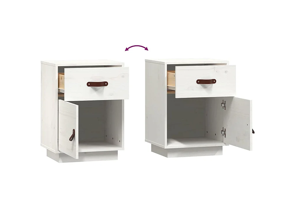 Table de chevet Blanc 40x34x55 cm Bois de pin solide
