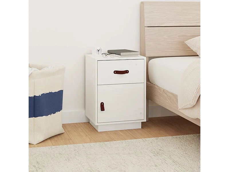 Nachttisch Weiß 40x34x55 cm Massivholz Kiefer