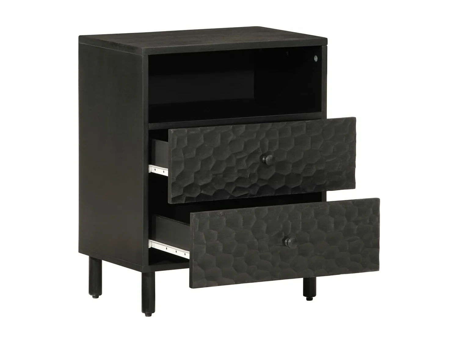 Table de chevet noir 50x33x60 cm bois de manguier massif