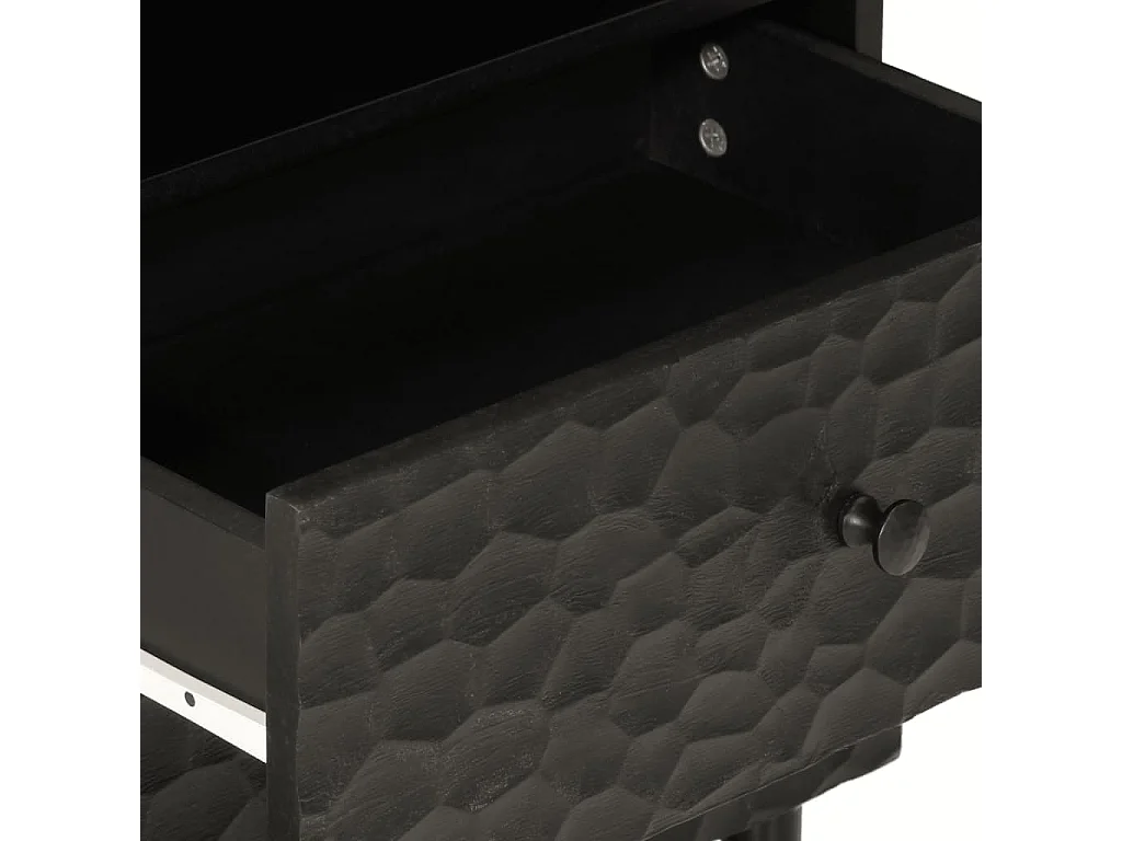 Table de chevet noir 50x33x60 cm bois de manguier massif