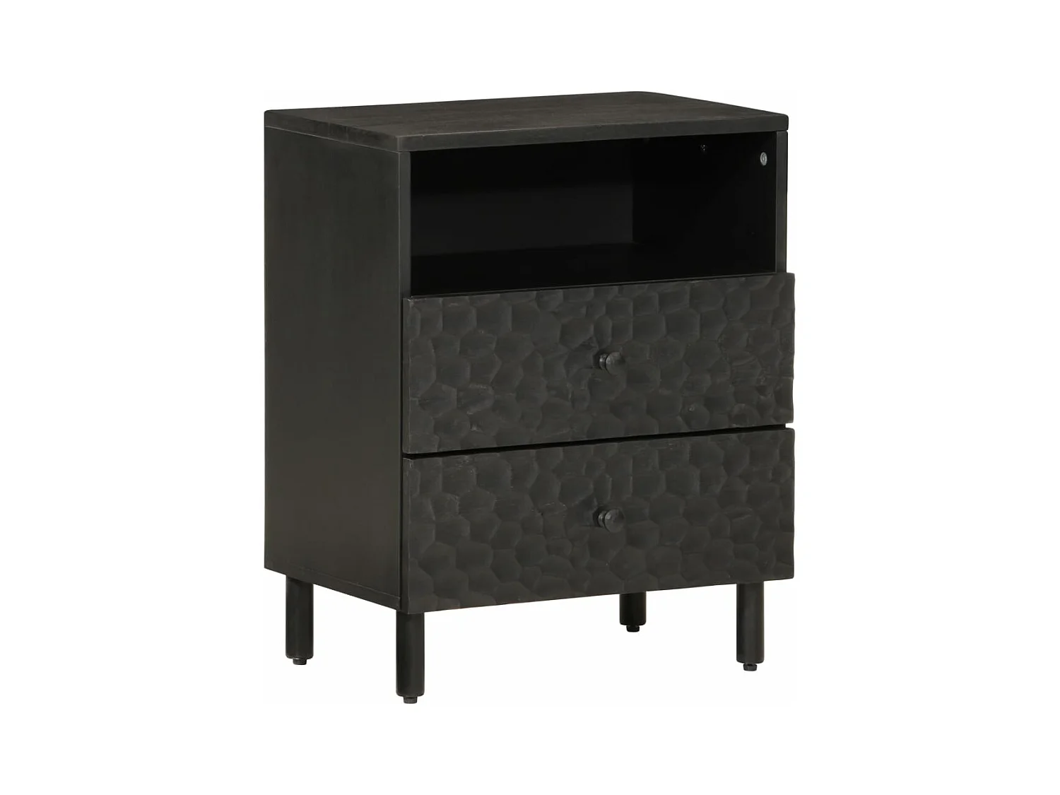 Table de chevet noir 50x33x60 cm bois de manguier massif