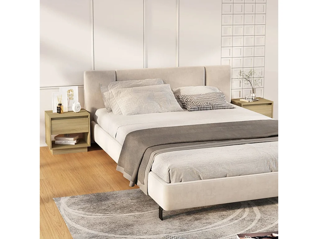 Nachtkastjes 2 st 45x34x44 cm bewerkt hout sonoma eikenkleurig