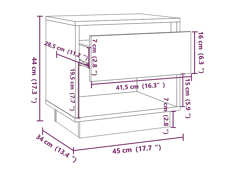 Nachttische 2 Stk. Sonoma-Eiche 45x34x44 cm Holzwerkstoff
