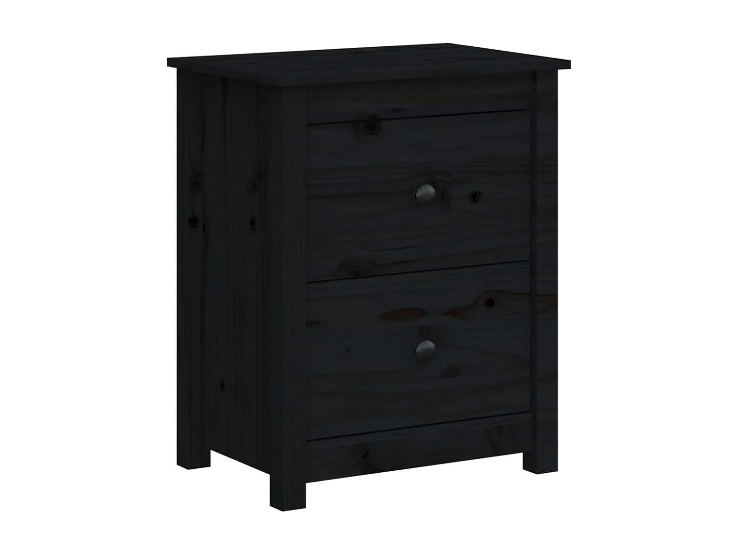 Table de chevet Noir 50x35x61,5 cm Bois de pin massif