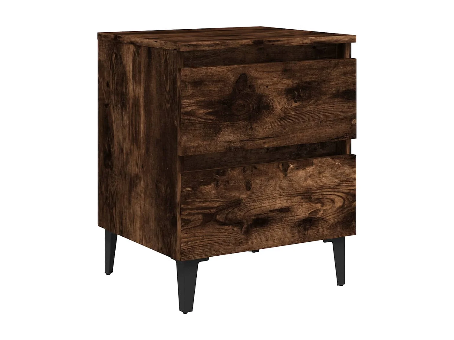 Nachtkastje met metalen poten 40x35x50 cm gerookt eikenkleurig