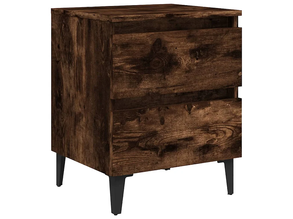 Mesa cabeceira pernas de metal 40x35x50 cm cor carvalho fumado