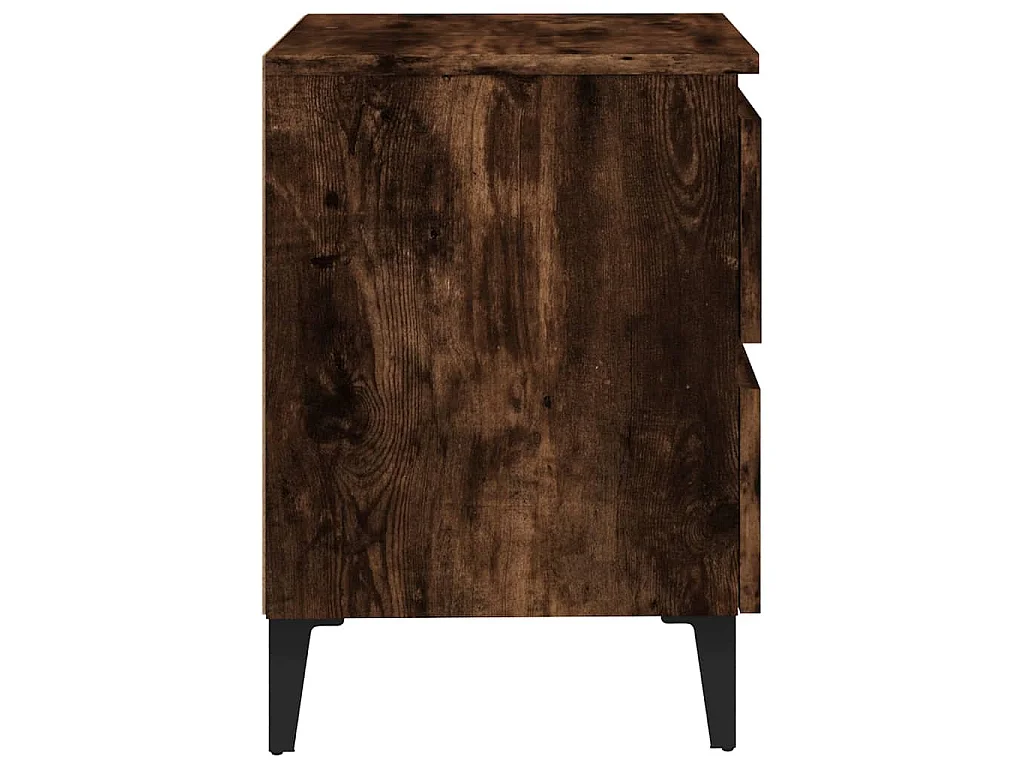 Mesa cabeceira pernas de metal 40x35x50 cm cor carvalho fumado
