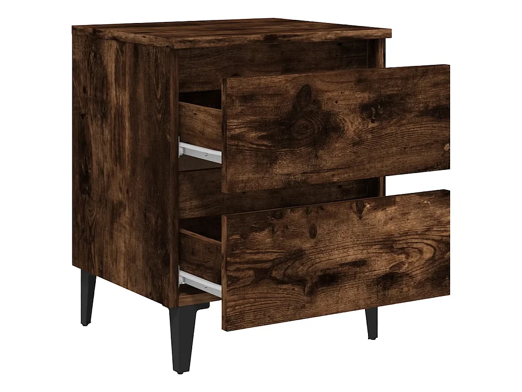 Mesa cabeceira pernas de metal 40x35x50 cm cor carvalho fumado