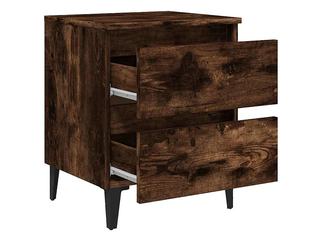 Mesa cabeceira pernas de metal 40x35x50 cm cor carvalho fumado