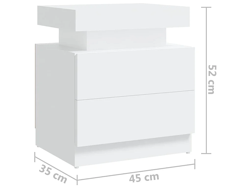 Comodino Bianco 45x35x52 cm in Legno Multistrato