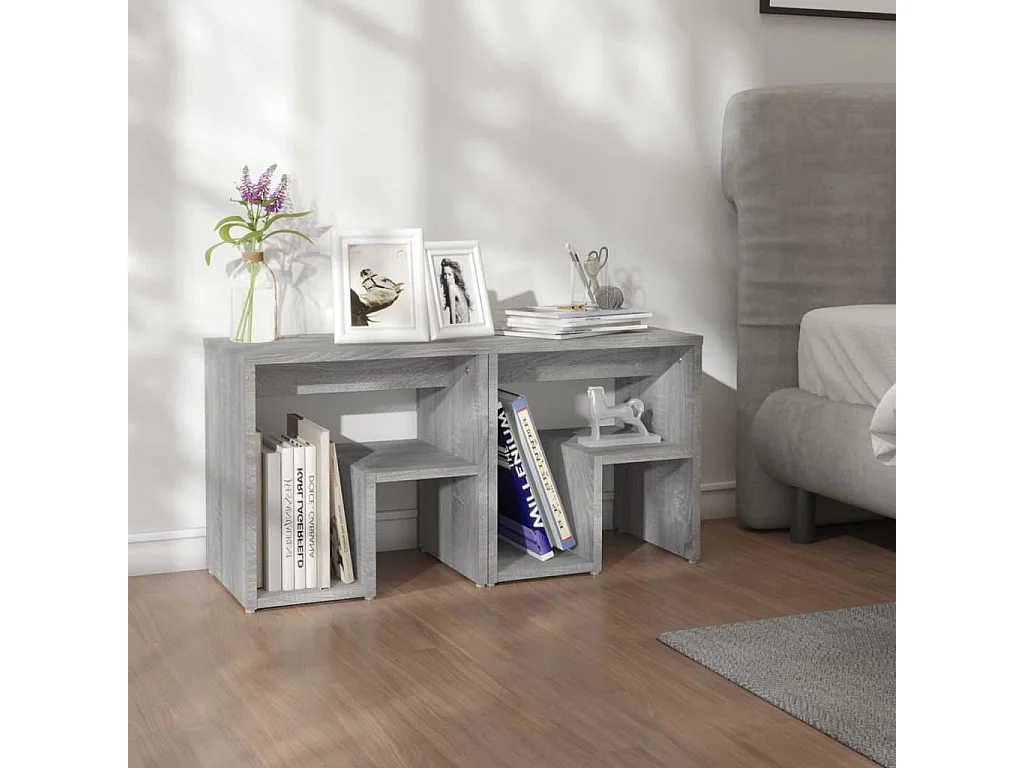 Nachtkastjes 2 st 40x30x40 cm bewerkt hout grijs sonoma eiken