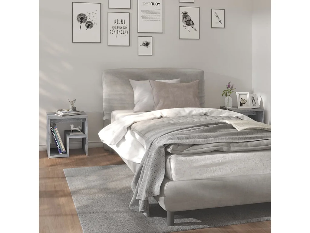 Nachtkastjes 2 st 40x30x40 cm bewerkt hout grijs sonoma eiken