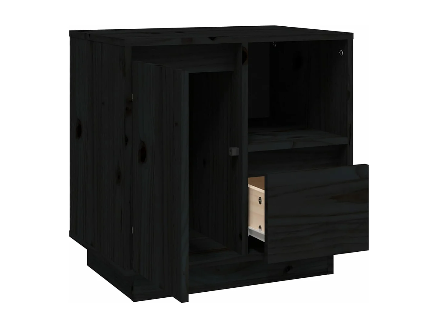 Table de chevet Noir 50x34x50 cm Bois de pin massif