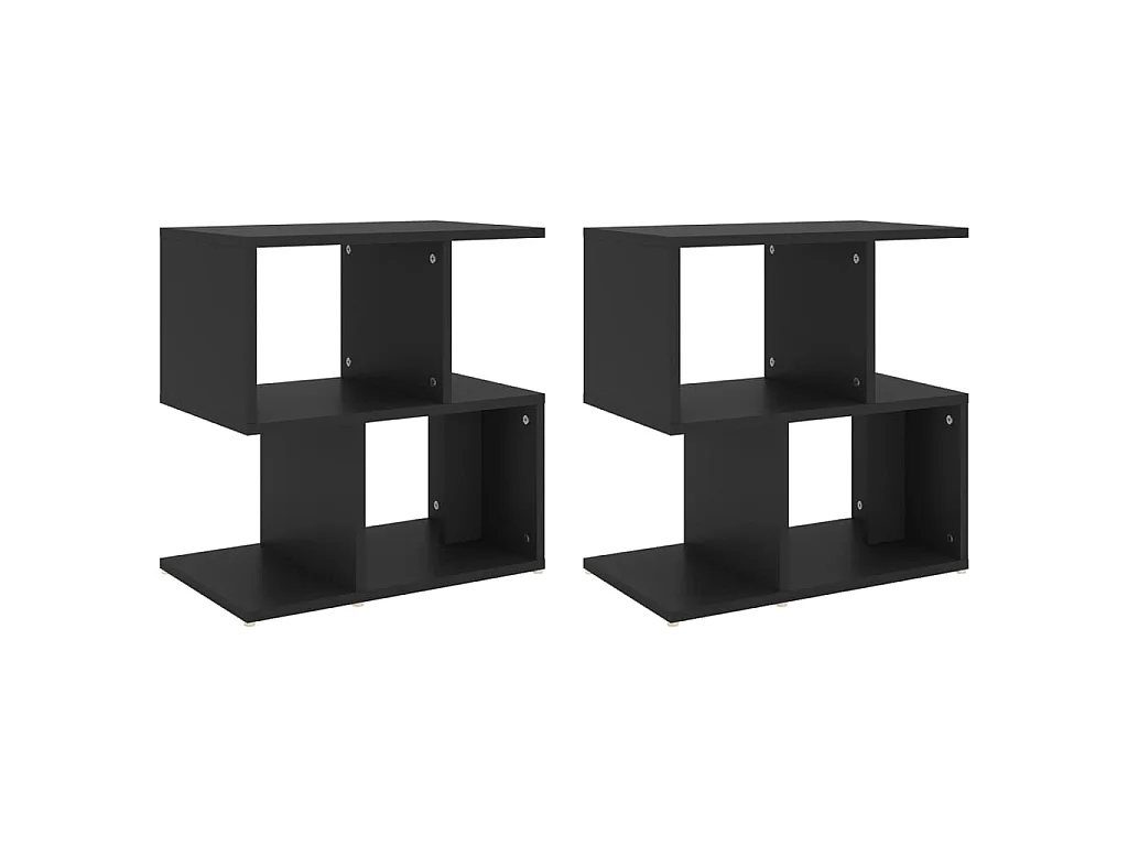 Comodini 2pz Neri 50x30x51,5 cm in Legno Multistrato