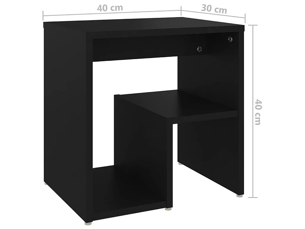 Table de chevet noir 40x30x40 cm bois d'ingénierie