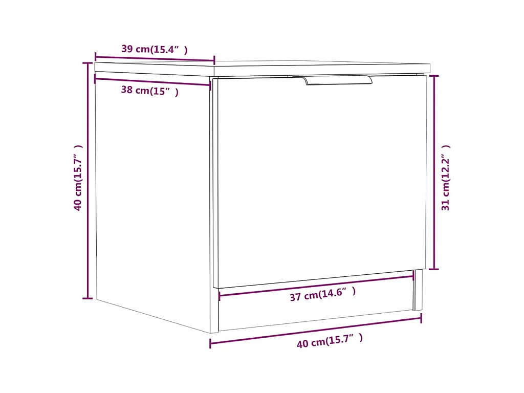 Nachtkastjes 2 st 40x39x40 cm wit