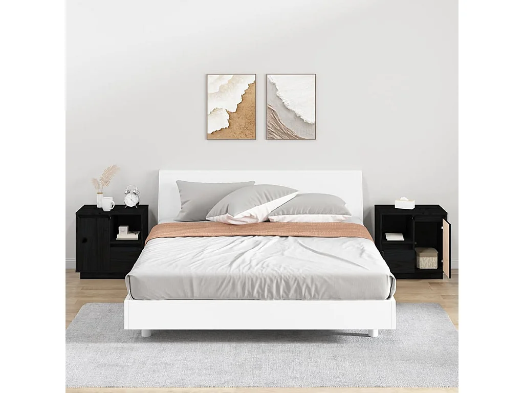 Nachtkastjes 2 st 50x34x50 cm massief grenenhout zwart