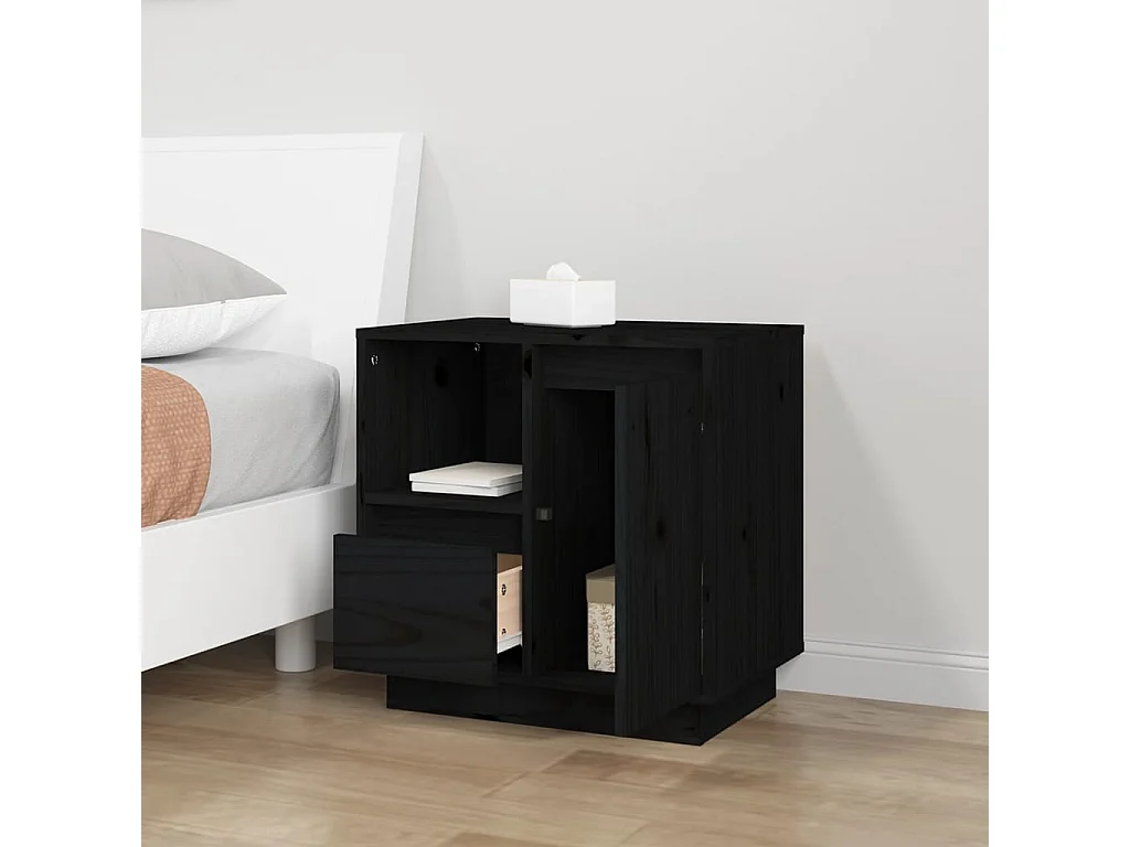 Nachtkastjes 2 st 50x34x50 cm massief grenenhout zwart