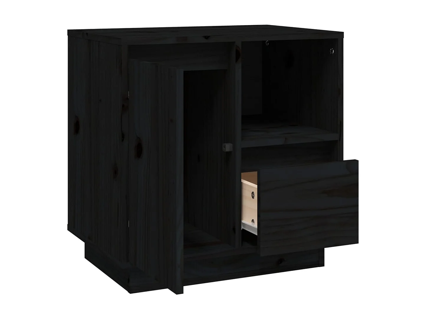 Nachttische 2 Stk. Schwarz 50x34x50 cm Massivholz Kiefer