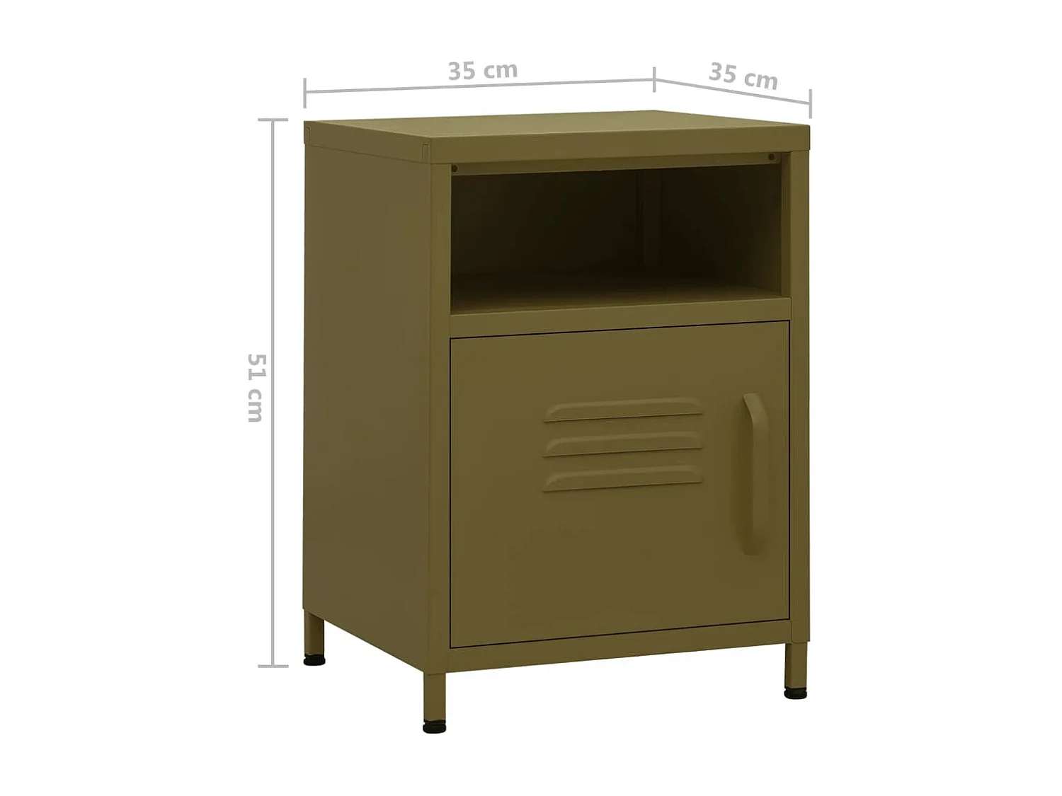 Table de chevet Vert olive 35x35x51 cm Acier