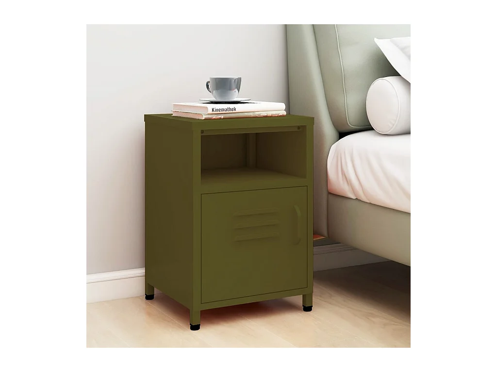 Table de chevet Vert olive 35x35x51 cm Acier