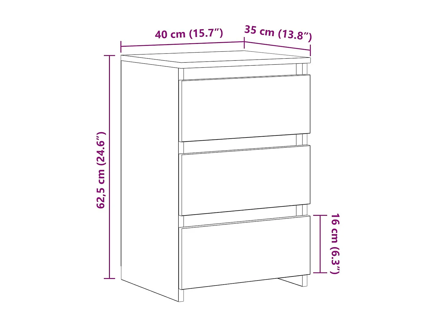 Nachtkastjes 2 st 40x35x62,5 cm bewerkt hout grijs sonoma eiken