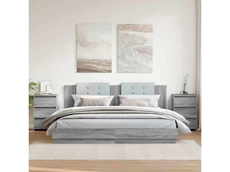 Mesitas de noche 2 uds contrachapado gris Sonoma 40x35x62,5 cm