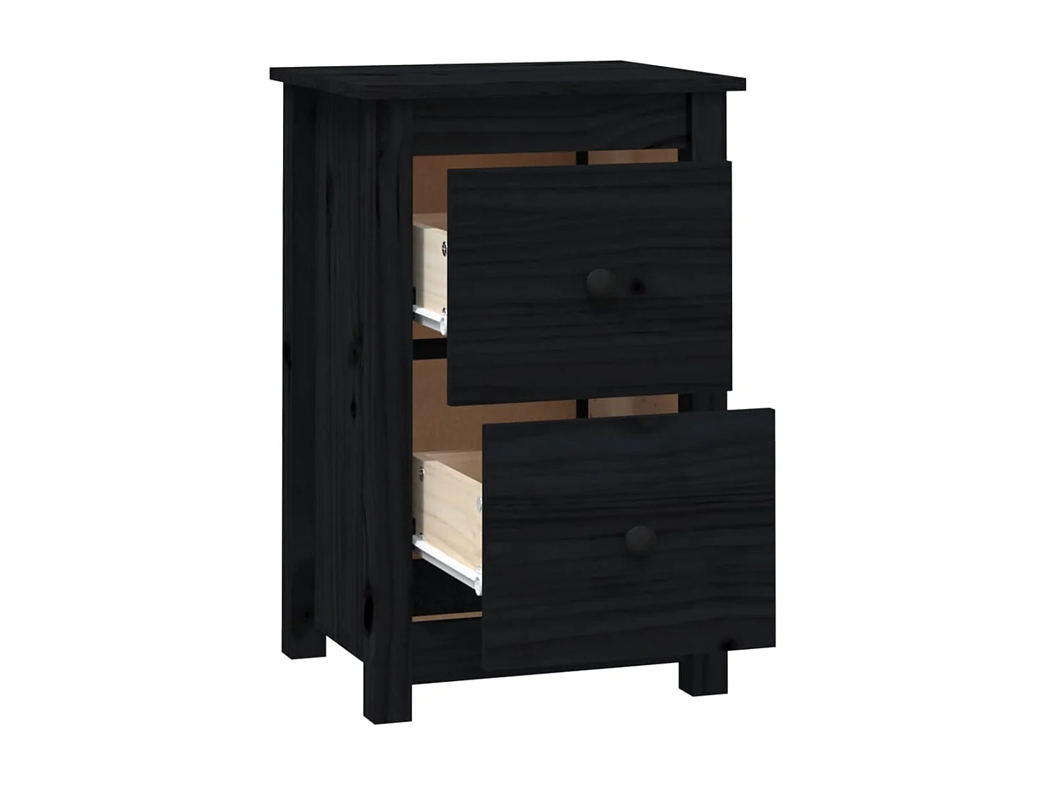 Table de chevet Noir 40x35x61,5 cm Bois de pin massif