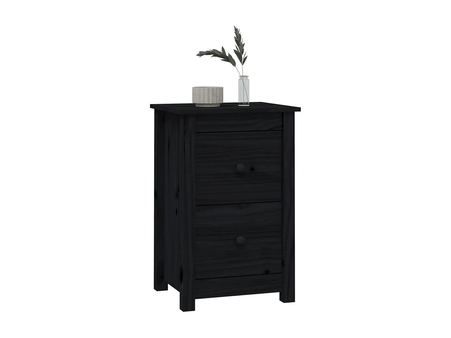 Table de chevet Noir 40x35x61,5 cm Bois de pin massif